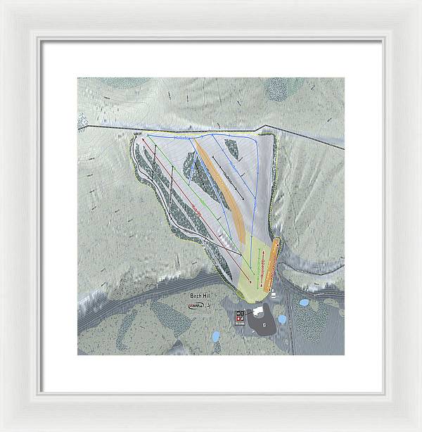 Birch Hill Ski Trail Map - Framed Print - Powderaddicts