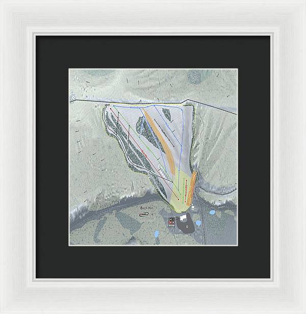 Birch Hill Ski Trail Map - Framed Print - Powderaddicts