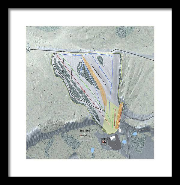 Birch Hill Ski Trail Map - Framed Print - Powderaddicts