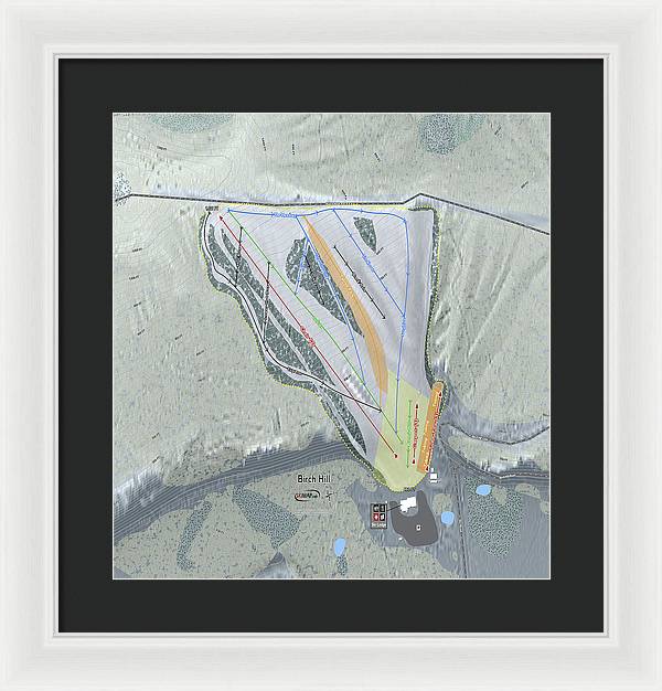 Birch Hill Ski Trail Map - Framed Print - Powderaddicts