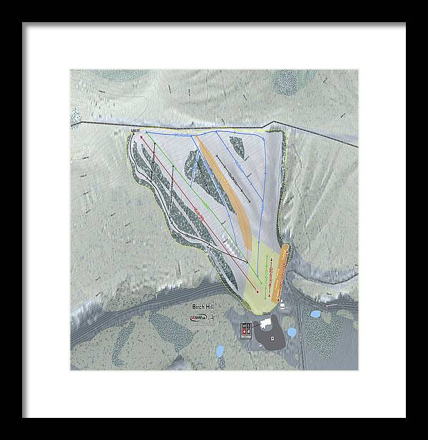 Birch Hill Ski Trail Map - Framed Print - Powderaddicts
