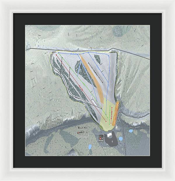 Birch Hill Ski Trail Map - Framed Print - Powderaddicts
