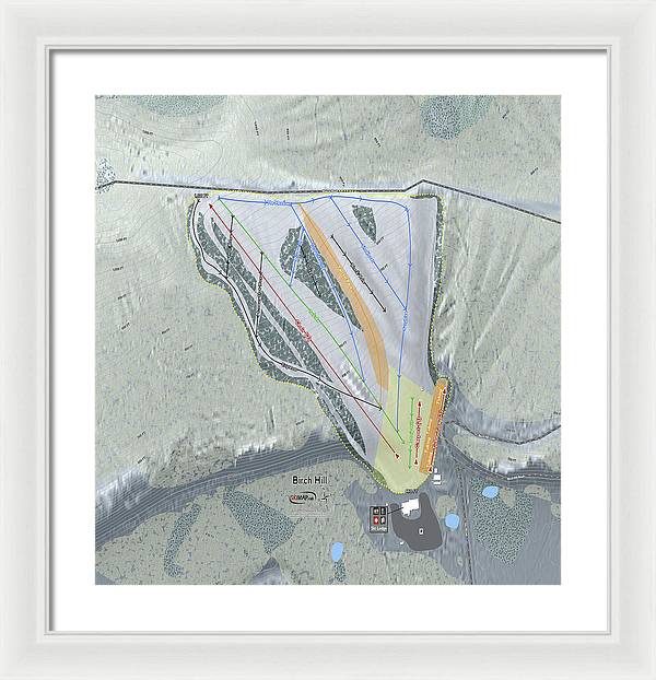 Birch Hill Ski Trail Map - Framed Print - Powderaddicts