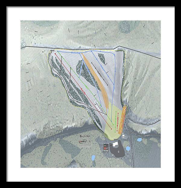Birch Hill Ski Trail Map - Framed Print - Powderaddicts