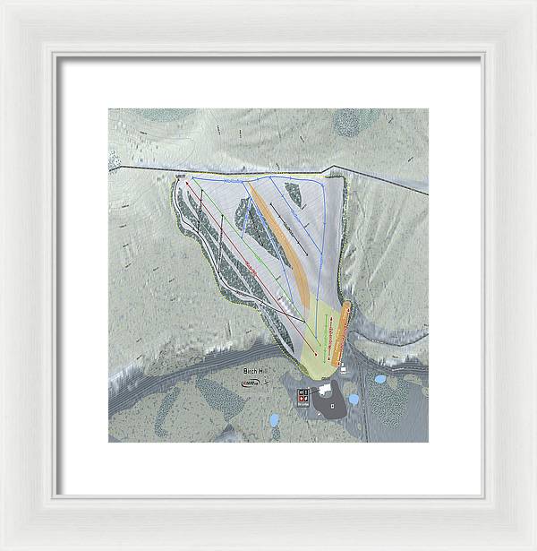 Birch Hill Ski Trail Map - Framed Print - Powderaddicts