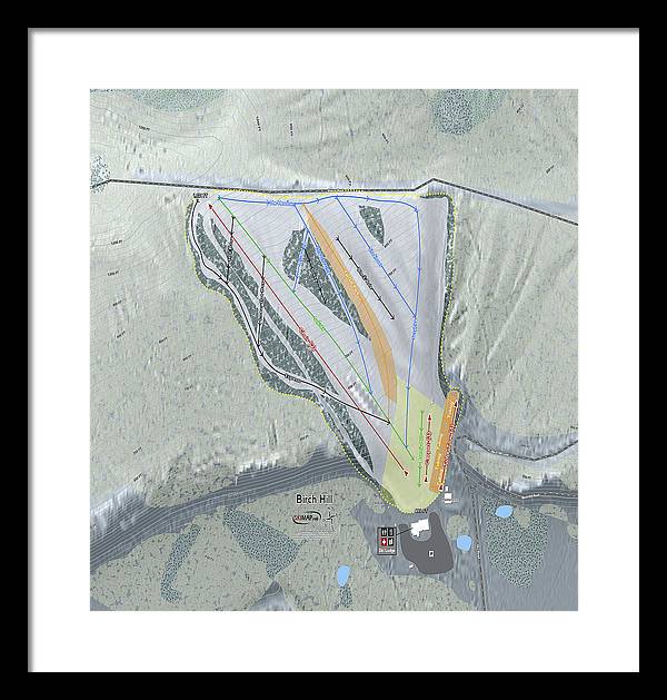 Birch Hill Ski Trail Map - Framed Print - Powderaddicts