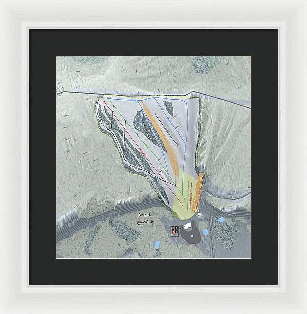Birch Hill Ski Trail Map - Framed Print - Powderaddicts