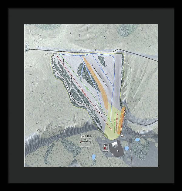 Birch Hill Ski Trail Map - Framed Print - Powderaddicts