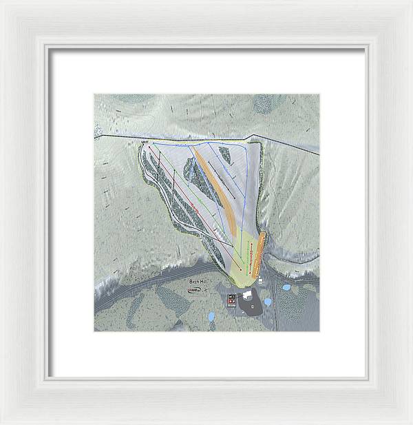 Birch Hill Ski Trail Map - Framed Print - Powderaddicts