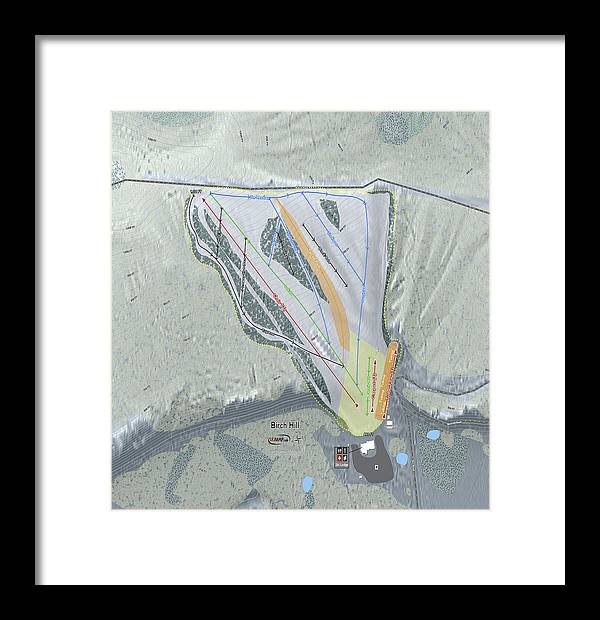 Birch Hill Ski Trail Map - Framed Print - Powderaddicts
