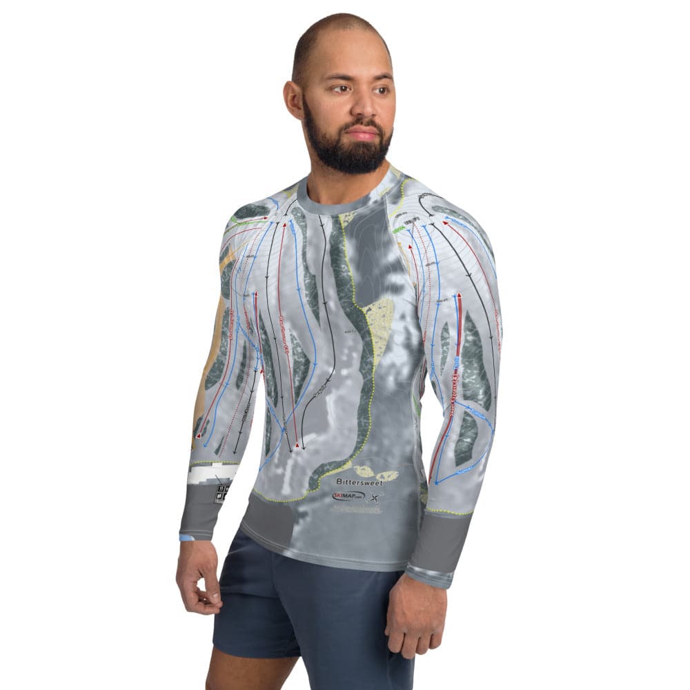 Bittersweet, Michigan Ski Trail Map Men's Base Layer Top - Powderaddicts