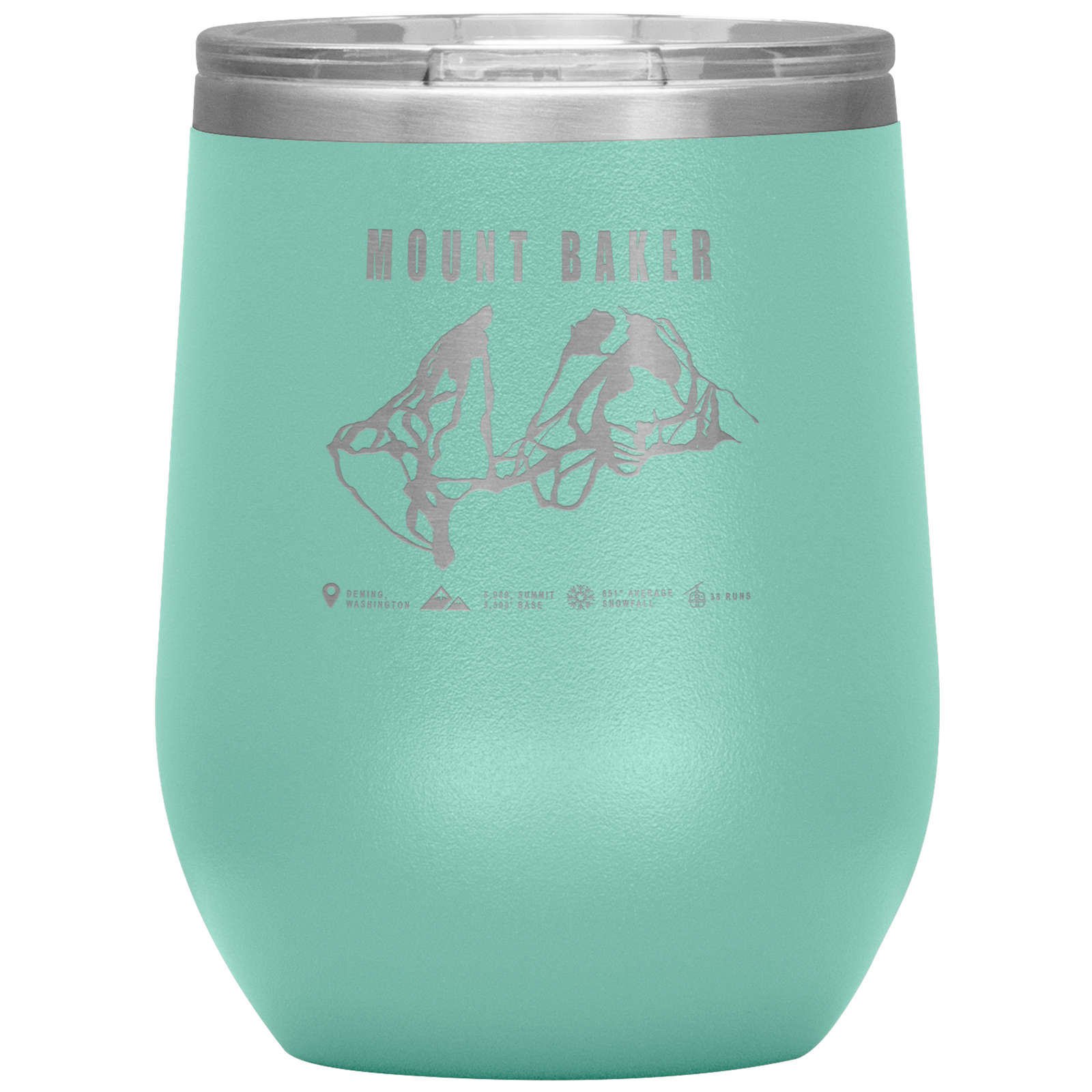 Mount Baker, Washington Ski Trail Map Wine 12oz Tumbler - Powderaddicts