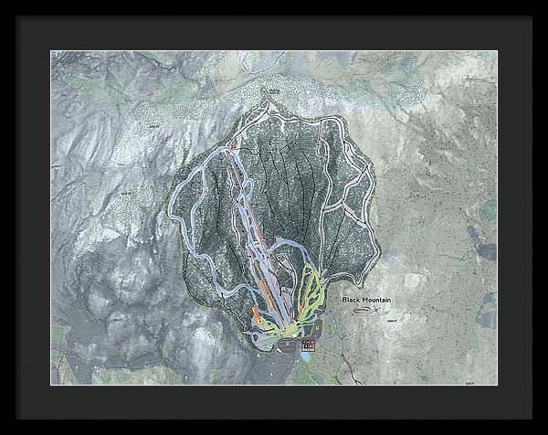 Black Mountain Ski Trail Map - Framed Print - Powderaddicts