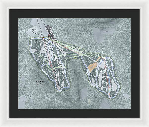 Black tail Ski Trail Map - Framed Print - Powderaddicts