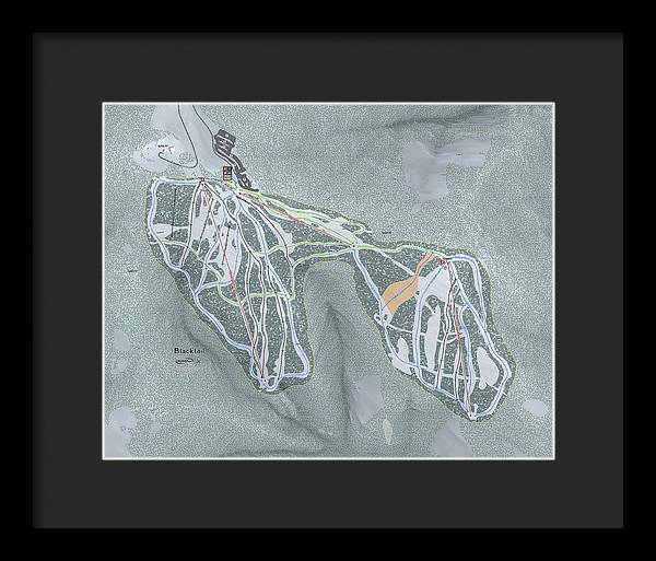 Black tail Ski Trail Map - Framed Print - Powderaddicts