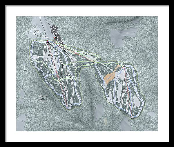 Black tail Ski Trail Map - Framed Print - Powderaddicts