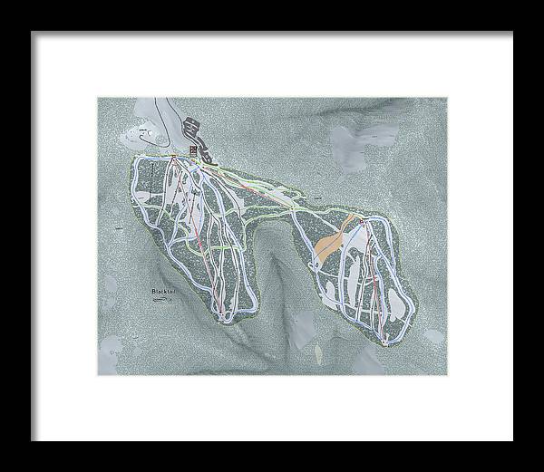 Black tail Ski Trail Map - Framed Print - Powderaddicts