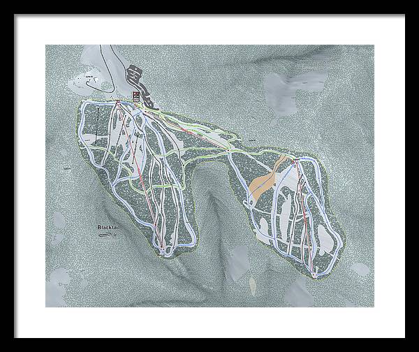 Black tail Ski Trail Map - Framed Print - Powderaddicts