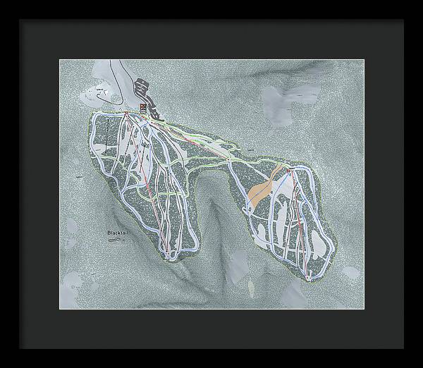 Black tail Ski Trail Map - Framed Print - Powderaddicts
