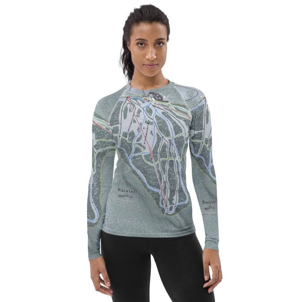 Blacktail, Montana Ski Trail Map Women's Base Layer Top - Powderaddicts