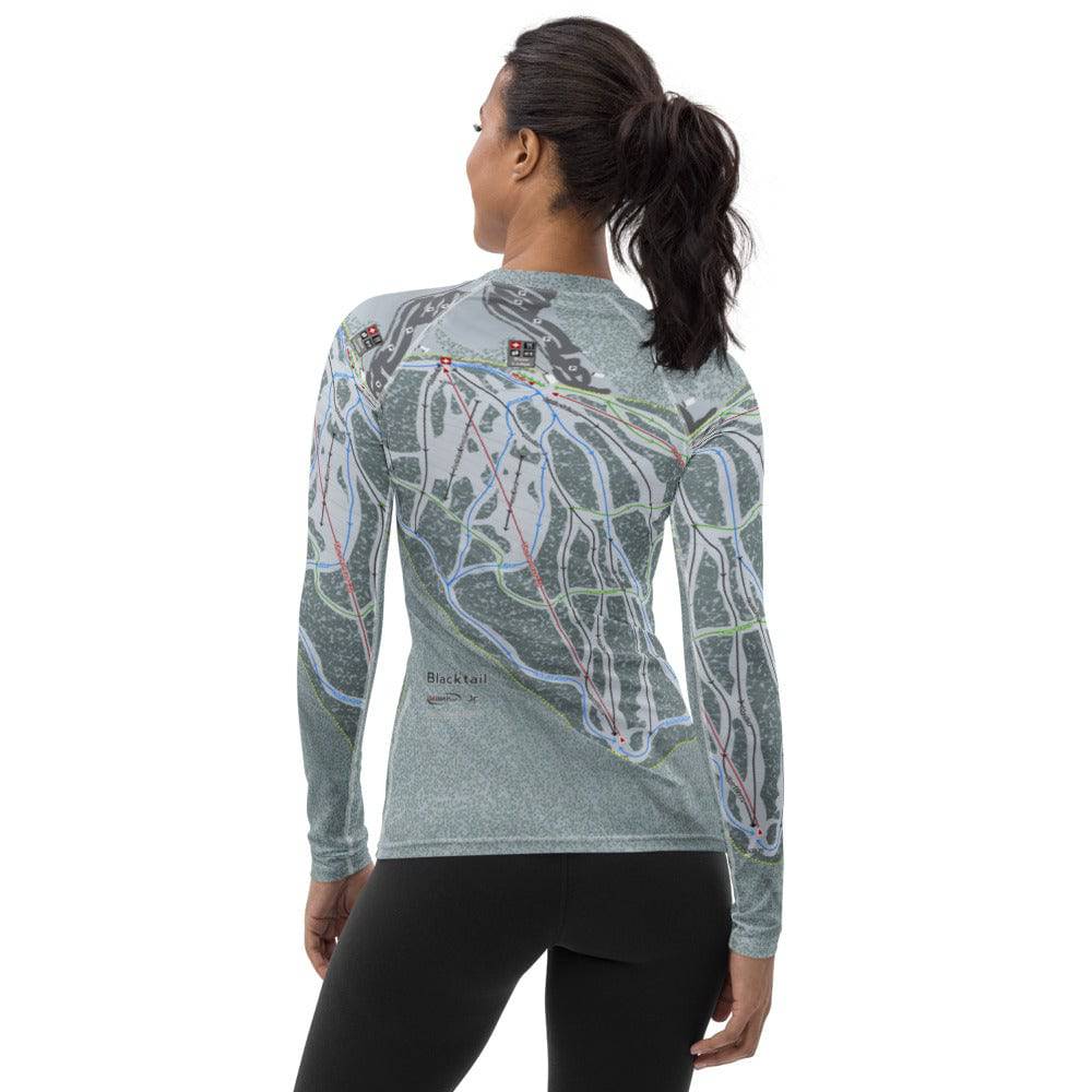 Blacktail, Montana Ski Trail Map Women's Base Layer Top - Powderaddicts