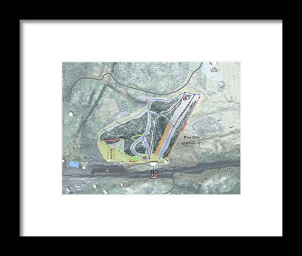 Blue Hills Ski Trail Map - Framed Print - Powderaddicts