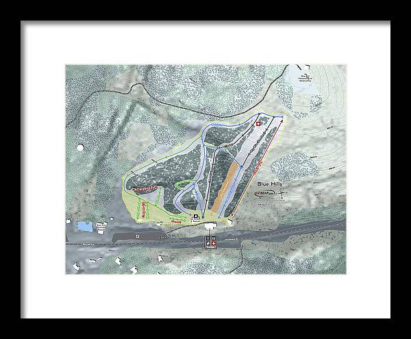 Blue Hills Ski Trail Map - Framed Print - Powderaddicts