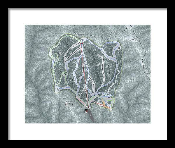 Bluewood Ski Trail Map - Framed Print - Powderaddicts