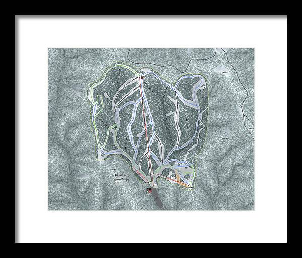 Bluewood Ski Trail Map - Framed Print - Powderaddicts