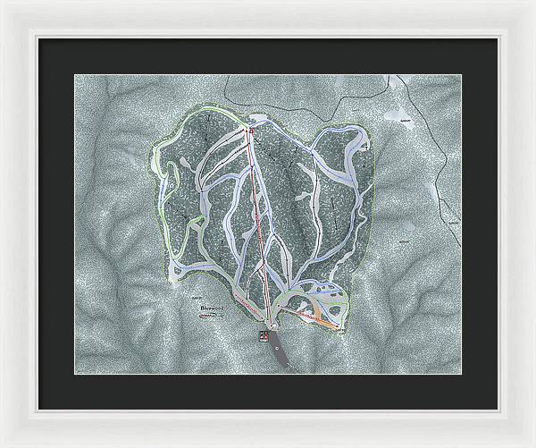 Bluewood Ski Trail Map - Framed Print - Powderaddicts