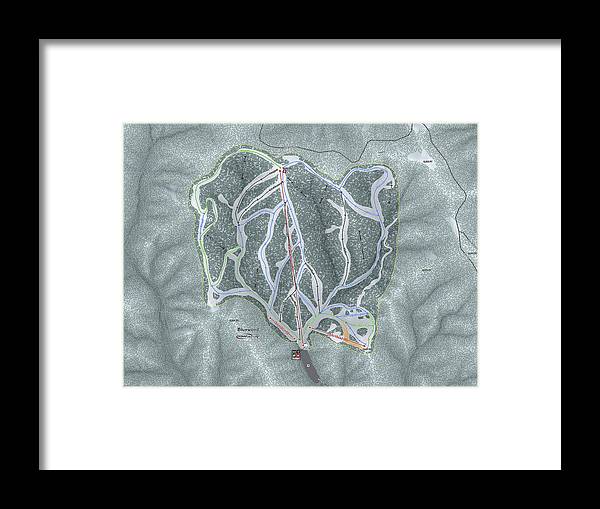 Bluewood Ski Trail Map - Framed Print - Powderaddicts