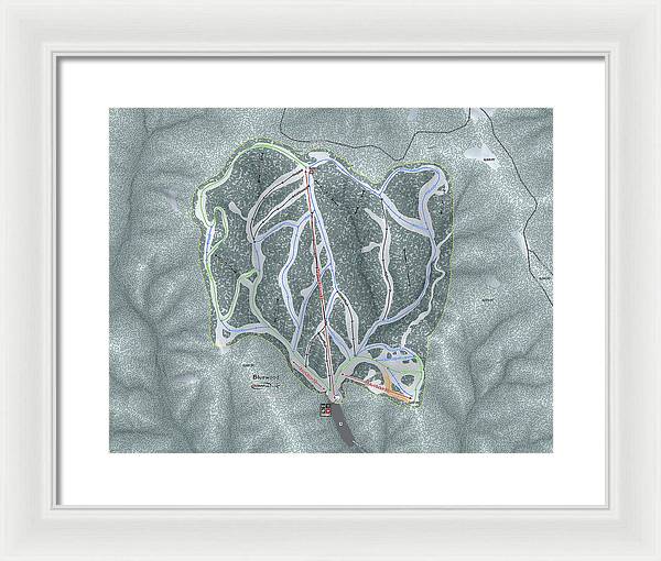 Bluewood Ski Trail Map - Framed Print - Powderaddicts