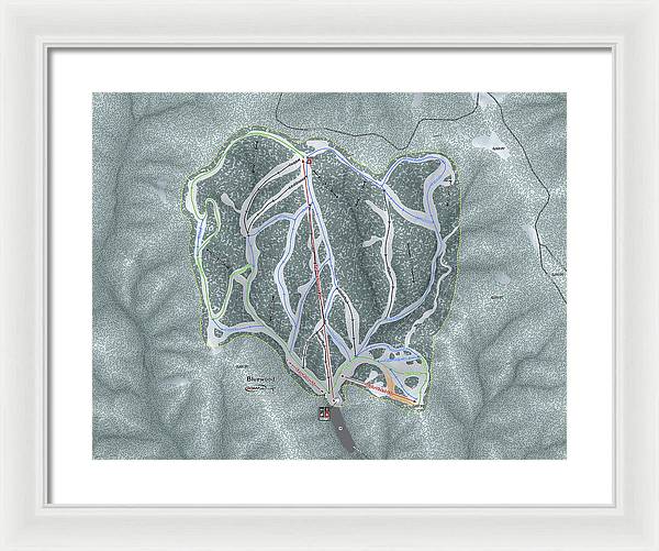 Bluewood Ski Trail Map - Framed Print - Powderaddicts