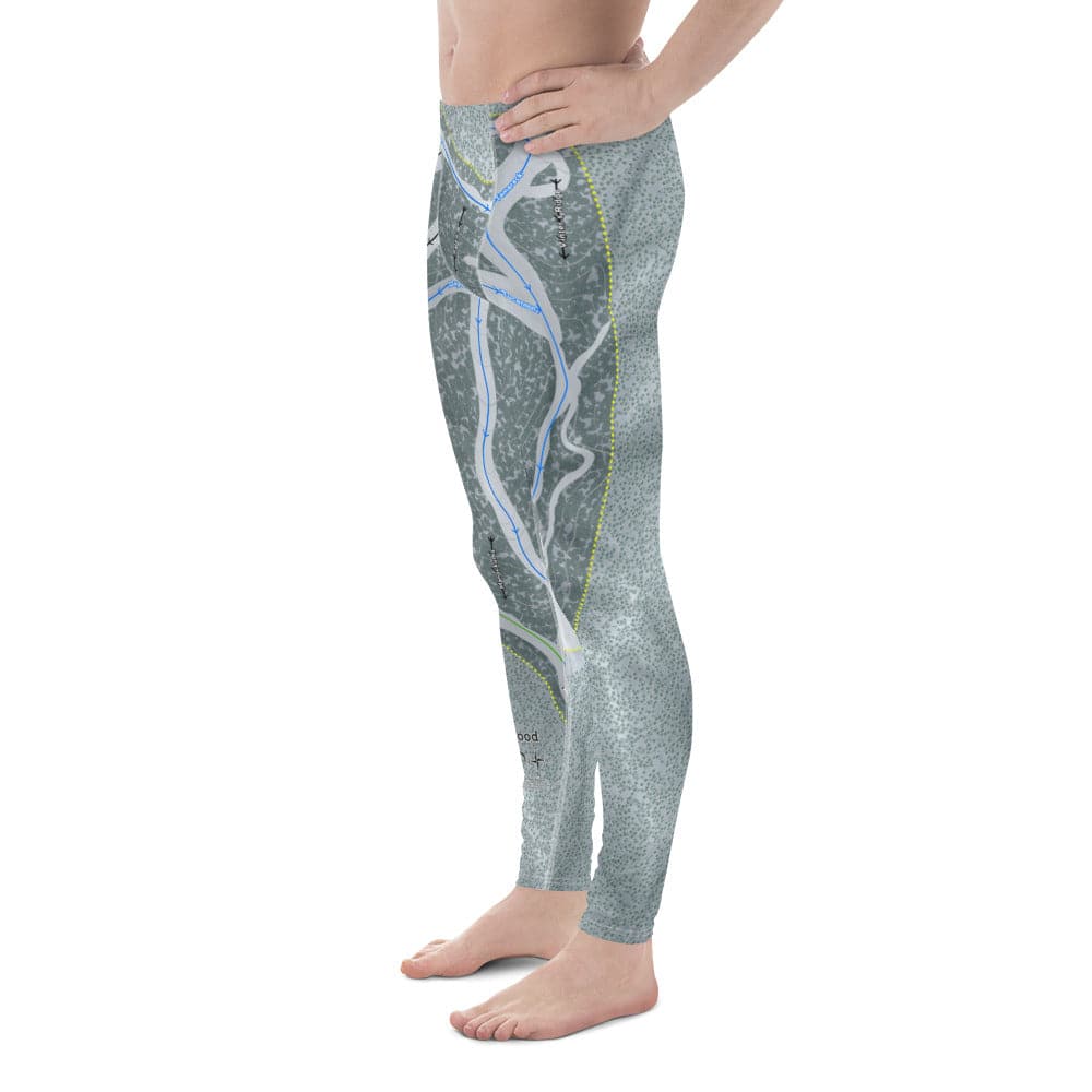 Bluewood, Washington ski Trail Map Men's Base Layer Bottom - Powderaddicts