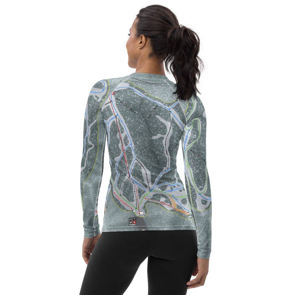 Bluewood, Washington Ski Trail Map Women's Base Layer Top - Powderaddicts