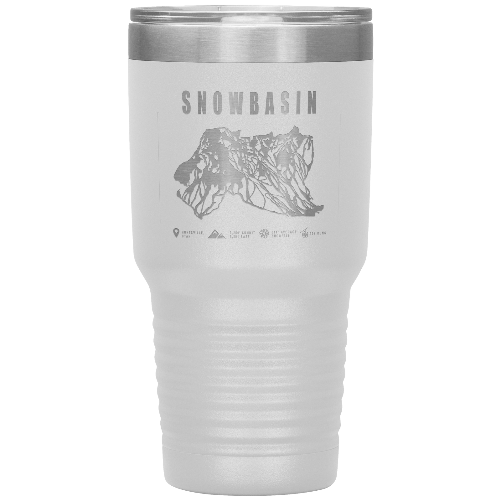 Snowbasin, Utah Ski Trail Map - 30oz Tumbler - Powderaddicts