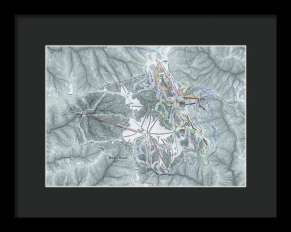 Bogus Basin Ski Trail Map - Framed Print - Powderaddicts