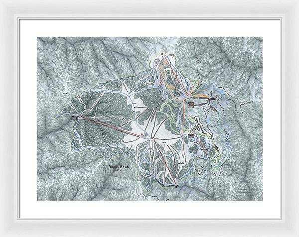 Bogus Basin Ski Trail Map - Framed Print - Powderaddicts
