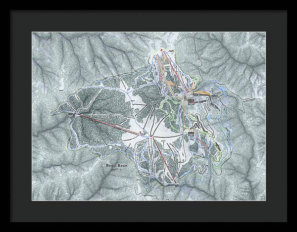 Bogus Basin Ski Trail Map - Framed Print - Powderaddicts