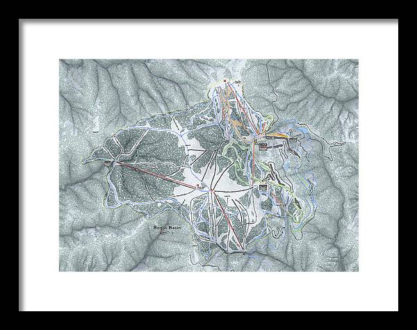 Bogus Basin Ski Trail Map - Framed Print - Powderaddicts