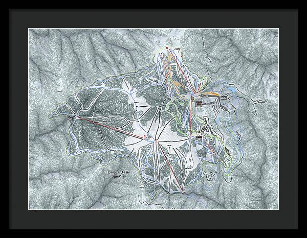 Bogus Basin Ski Trail Map - Framed Print - Powderaddicts