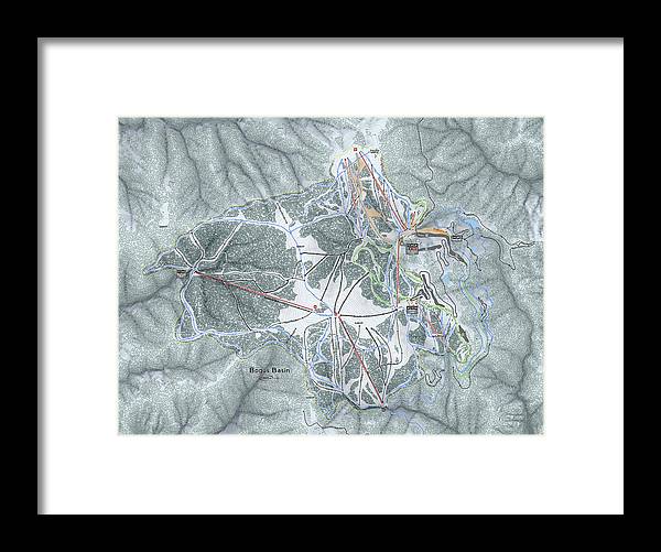 Bogus Basin Ski Trail Map - Framed Print - Powderaddicts