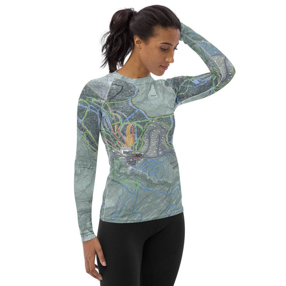 Bolton Valley, Vermont Ski Trail Map Women's Base Layer Top - Powderaddicts