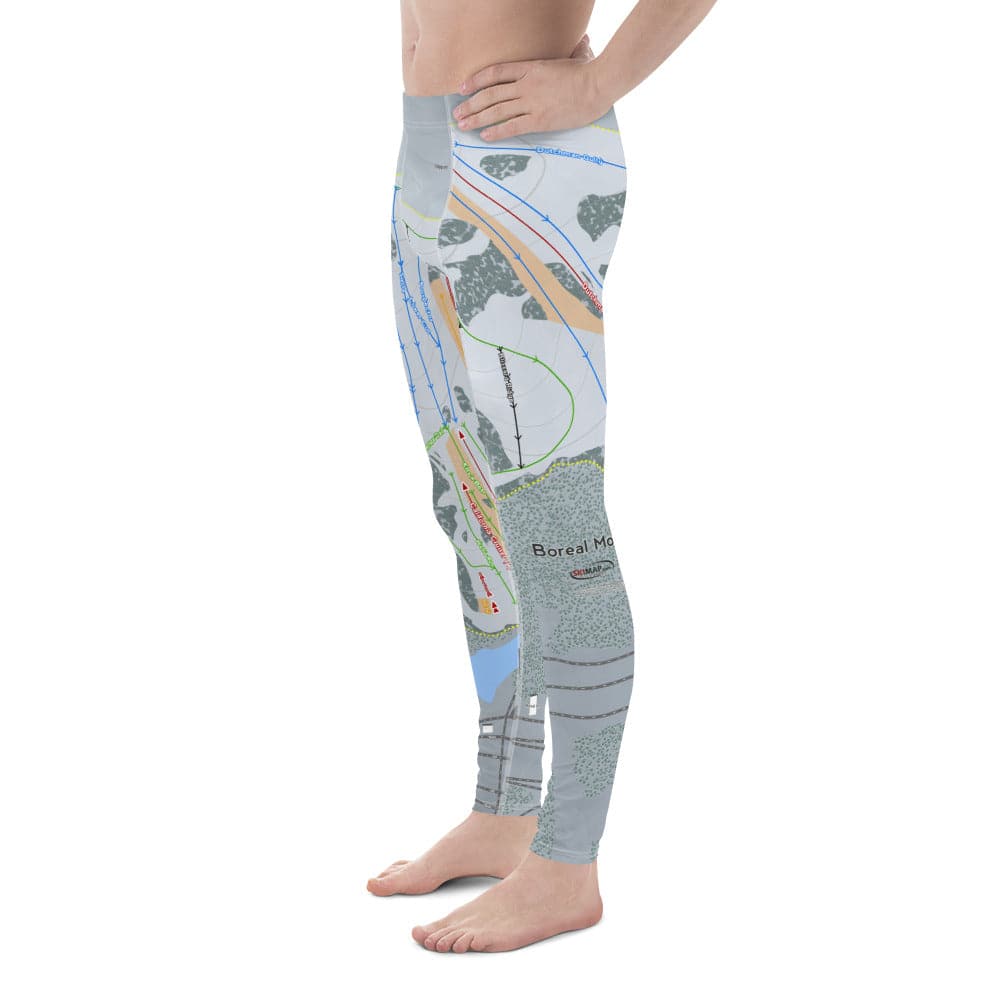 Boreal Mountain, California Ski Trail Map Men's Base Layer Bottom - Powderaddicts