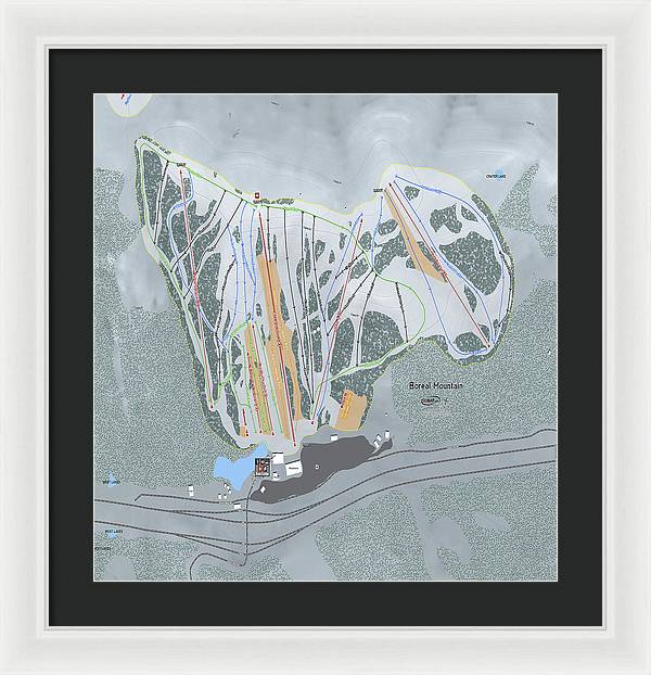 Boreal Ski Trail Map - Framed Print - Powderaddicts