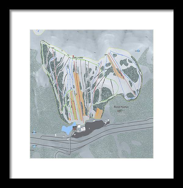 Boreal Ski Trail Map - Framed Print - Powderaddicts