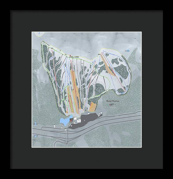 Boreal Ski Trail Map - Framed Print - Powderaddicts