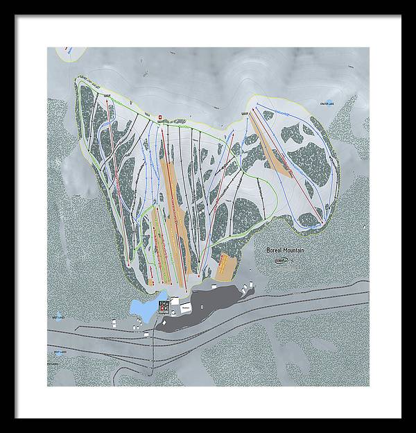 Boreal Ski Trail Map - Framed Print - Powderaddicts