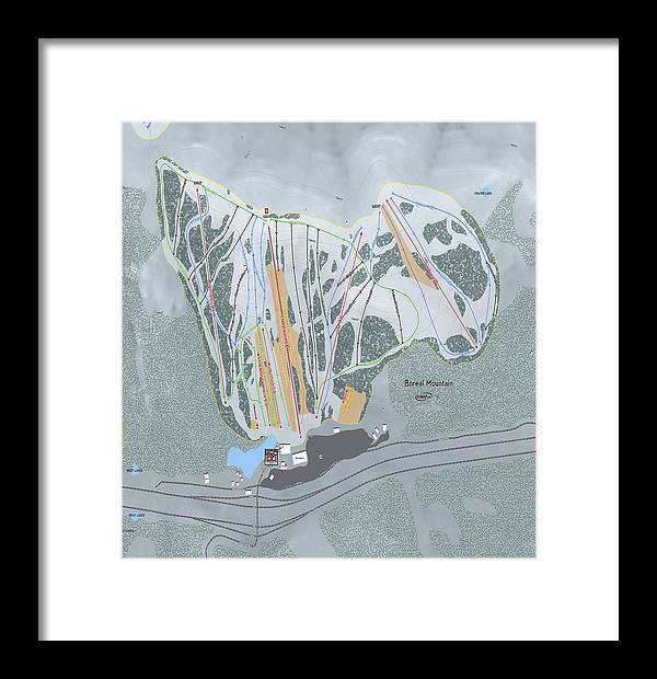 Boreal Ski Trail Map - Framed Print - Powderaddicts