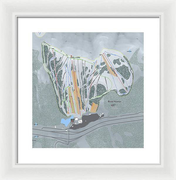 Boreal Ski Trail Map - Framed Print - Powderaddicts